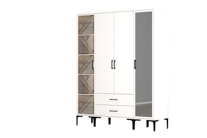 Kumsal Garderob med Spegel - Vit - Förvaring - Klädförvaring - Garderob & garderobssystem