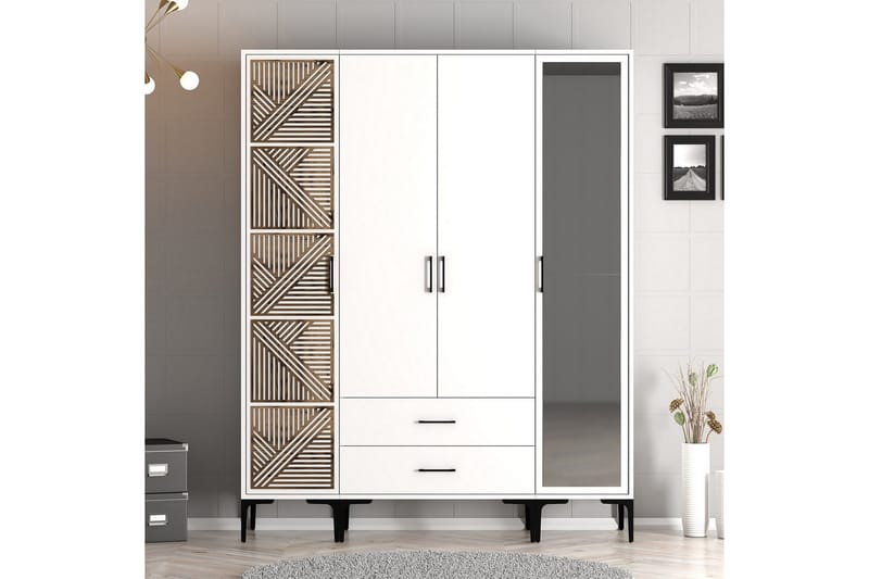 Kumsal Garderob med Spegel - Vit - Förvaring - Klädförvaring - Garderob & garderobssystem