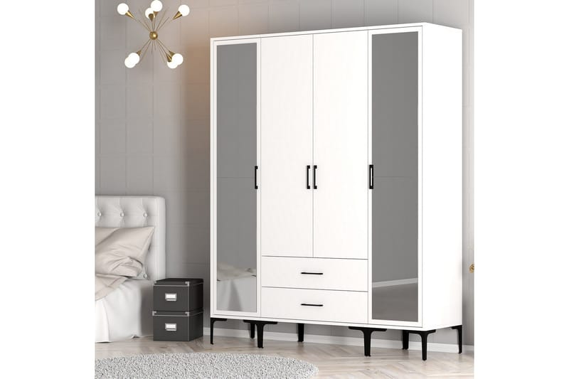 Kumsal Garderob med Spegel - Vit - Förvaring - Klädförvaring - Garderob & garderobssystem