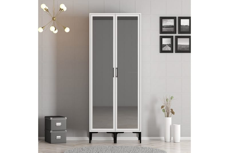 Kumsal Garderob med Spegel - Vit - Förvaring - Klädförvaring - Garderob & garderobssystem