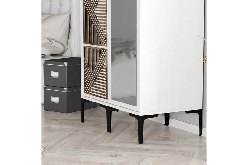 Kumsal Garderob med Spegel - Vit - Förvaring - Klädförvaring - Garderob & garderobssystem