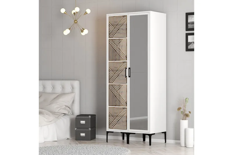 Kumsal Garderob med Spegel - Vit - Förvaring - Klädförvaring - Garderob & garderobssystem