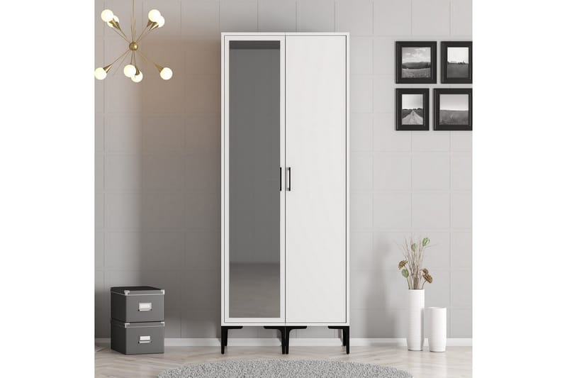 Kumsal Garderob med Spegel - Vit - Förvaring - Klädförvaring - Garderob & garderobssystem
