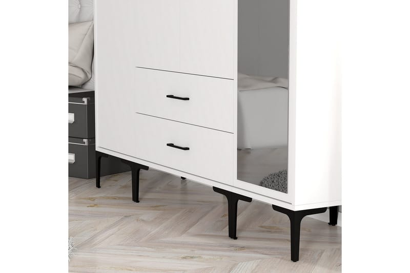 Kumsal Garderob med Spegel - Vit - Förvaring - Klädförvaring - Garderob & garderobssystem