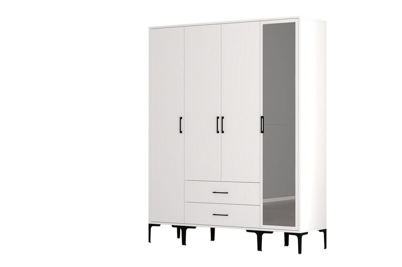 Kumsal Garderob med Spegel - Vit - Förvaring - Klädförvaring - Garderob & garderobssystem