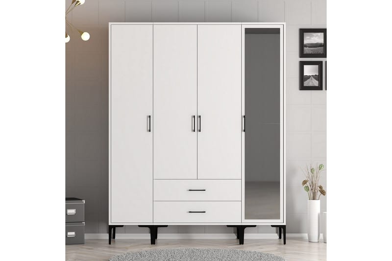 Kumsal Garderob med Spegel - Vit - Förvaring - Klädförvaring - Garderob & garderobssystem