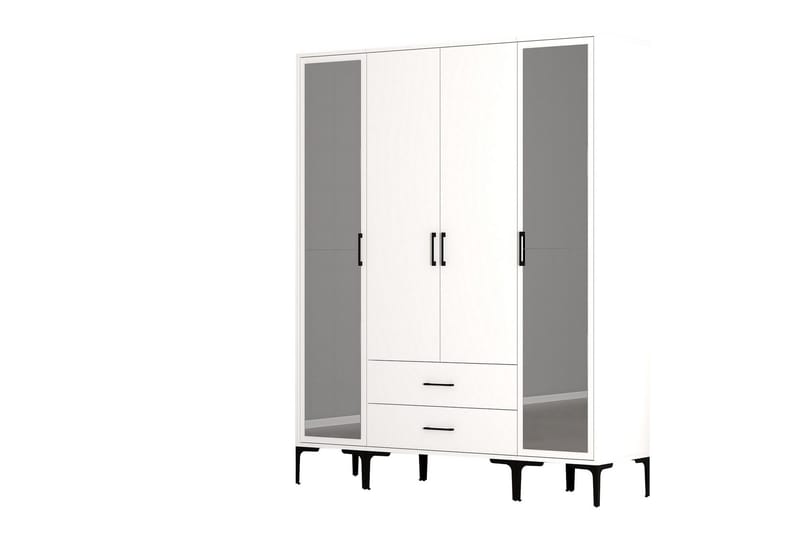 Kumsal Garderob med Spegel - Vit - Förvaring - Klädförvaring - Garderob & garderobssystem