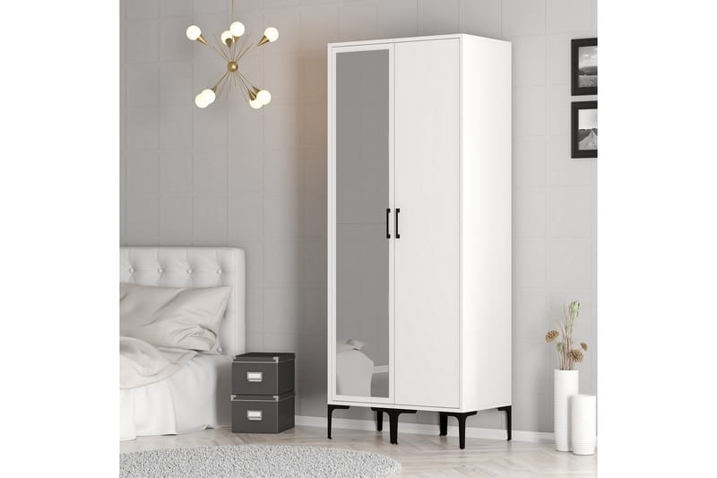 Kumsal Garderob med Spegel, Vit