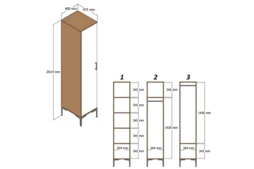 Kumsal Garderobsskåp 40x47,5 cm - Valnöt/Antracit - Förvaring - Klädförvaring - Garderob & garderobssystem - Klädskåp & fristående garderob