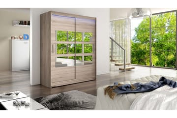 Leila Garderob med Spegel 150x200 cm - Beige - Förvaring - Klädförvaring - Garderob & garderobssystem