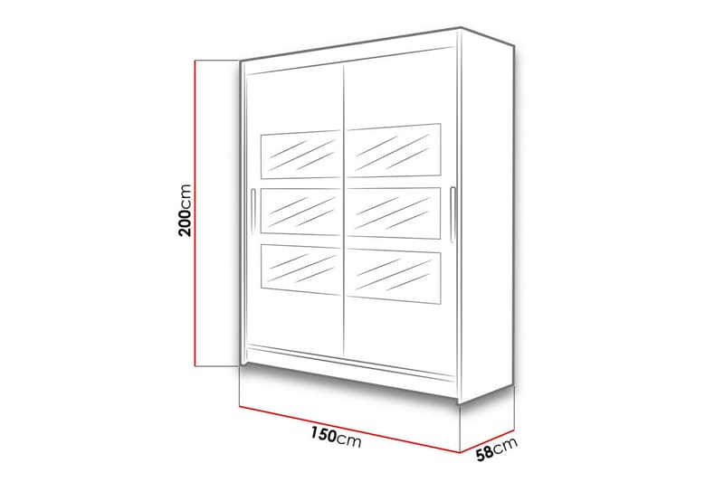 Leila Garderob med Spegel 150x200 cm - Vit - Förvaring - Klädförvaring - Garderob & garderobssystem