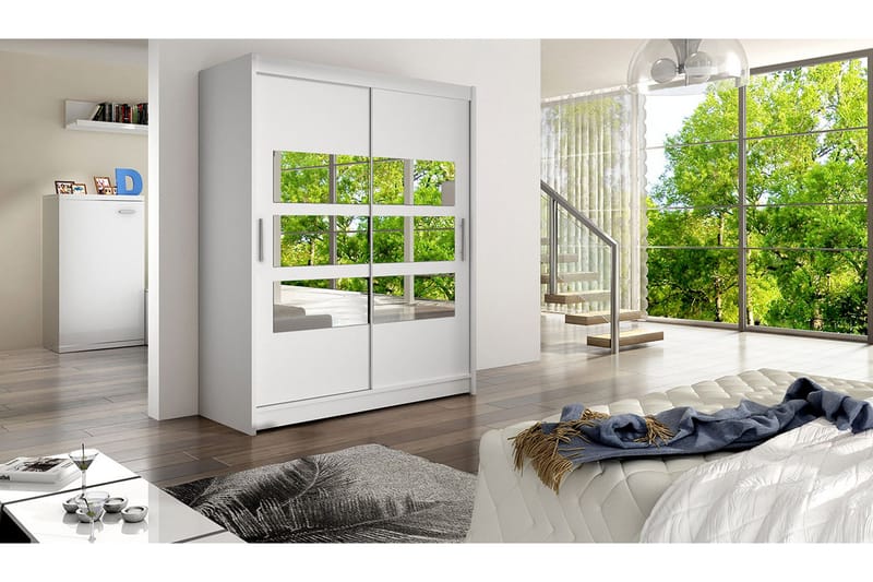 Leila Garderob Skjutdörrar Delad Spegel - Vit/Spegel - Förvaring - Klädförvaring - Garderob & garderobssystem