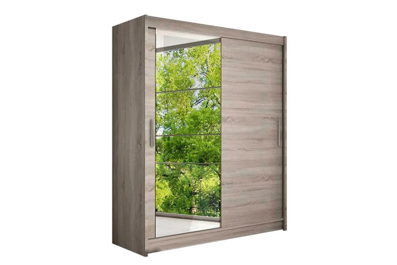 Leila Garderob Skjutdörrar Spegel - Trä/Natur - Förvaring - Klädförvaring - Garderob & garderobssystem