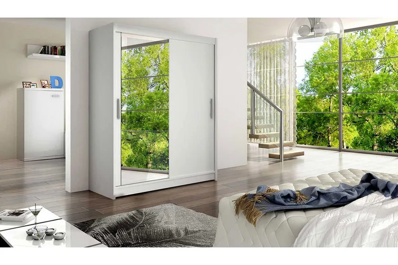 Leila Garderob Skjutdörrar Spegel - Vit - Förvaring - Klädförvaring - Garderob & garderobssystem