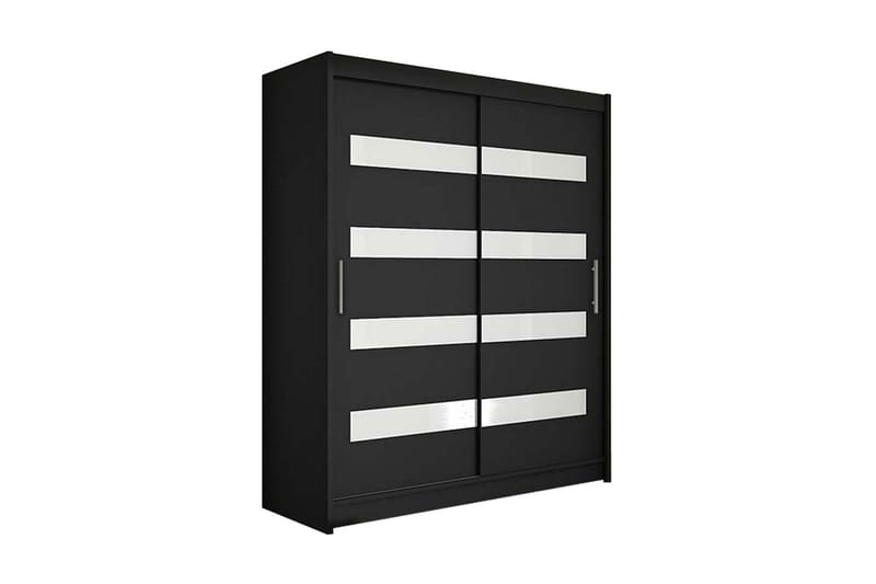 Leila Garderob Smal Skjutdörrar Smal Delad Spegel, Svart