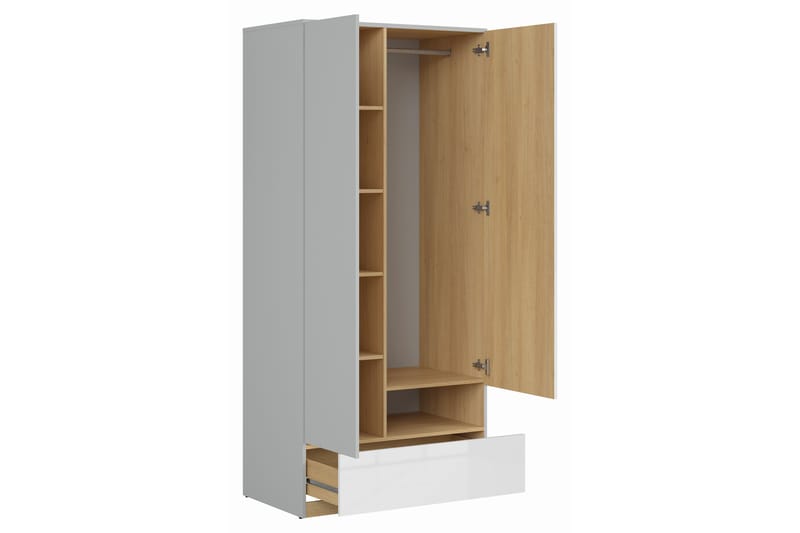 Leokkol Garderob 55 cm - Ljusgrå/Trä/Natur/Vit - Förvaring - Klädförvaring - Garderob & garderobssystem