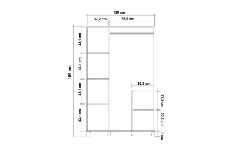 Leva Garderob 120x189 cm Brun - Hanah Home - Förvaring - Klädförvaring - Garderob & garderobssystem