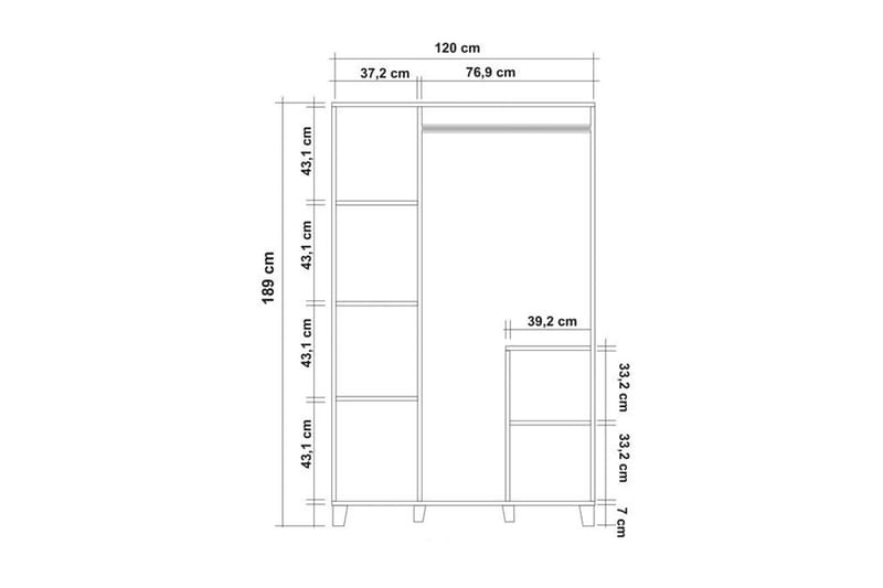 Leva Garderob 120x189 cm Brun/Vit - Hanah Home - Förvaring - Klädförvaring - Garderob & garderobssystem