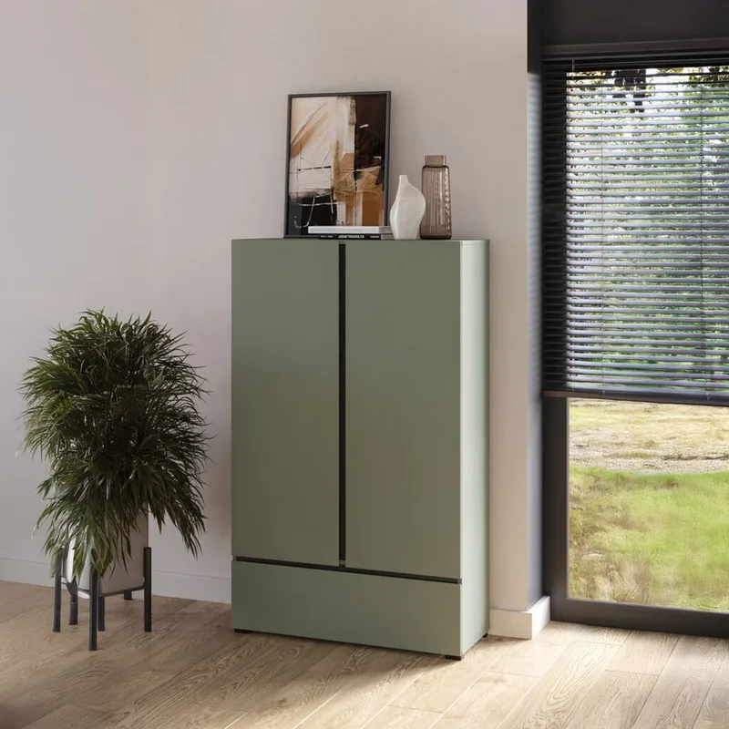 Linneskåp Cross S 2 dörrar 1 låda - Grön - Förvaring - Klädförvaring - Garderob & garderobssystem - Klädskåp & fristående garderob