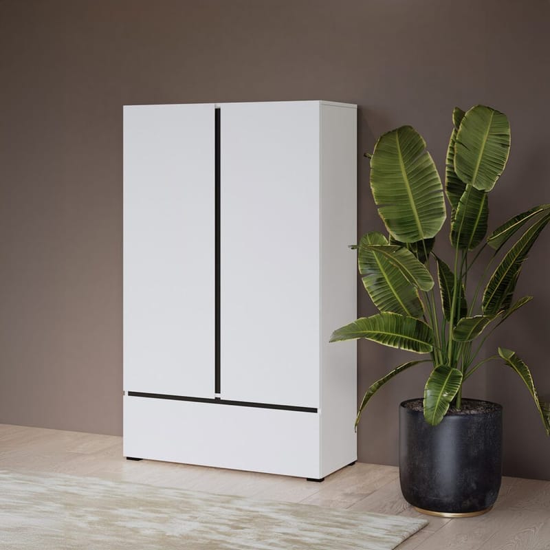 Linneskåp Cross S 2 dörrar 1 låda - Vit - Förvaring - Klädförvaring - Garderob & garderobssystem - Klädskåp & fristående garderob