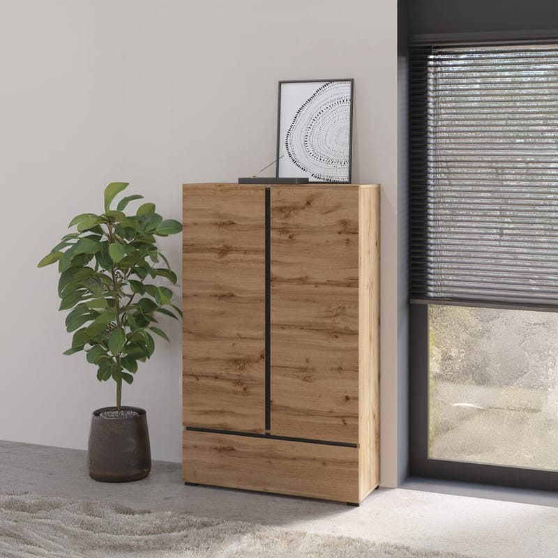 Linneskåp Cross S 2 dörrar 1 låda - Wotan Ek - Förvaring - Klädförvaring - Garderob & garderobssystem - Klädskåp & fristående garderob