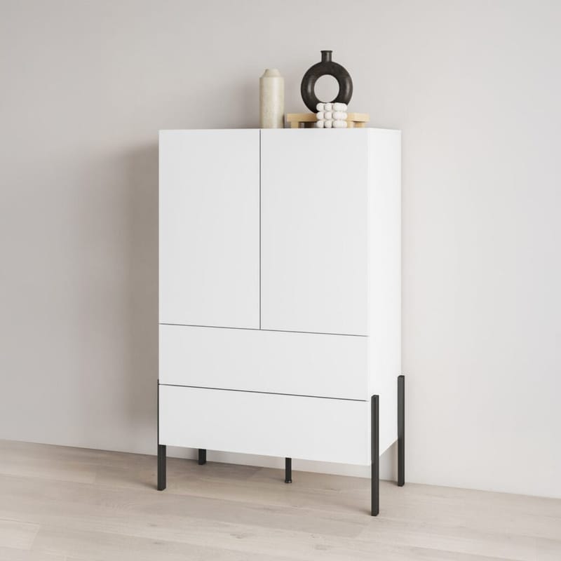 Linneskåp Jukon S 2 Dörrar med 2 Lådor - Vit supermatt - Förvaring - Klädförvaring - Garderob & garderobssystem - Klädskåp & fristående garderob