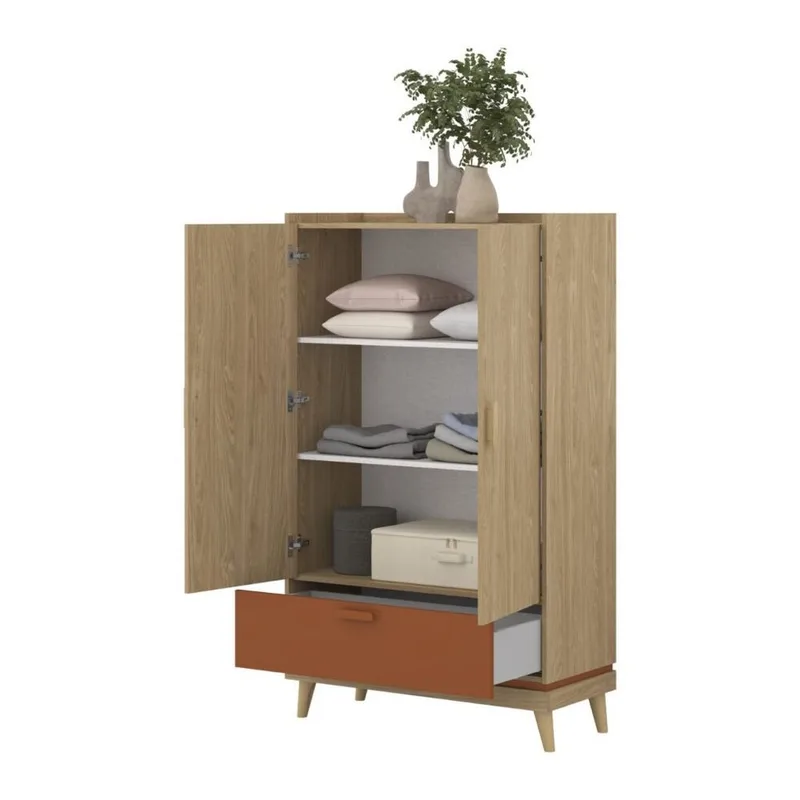 Linneskåp Scandi 2 dörrar 1 låda - Oljerad Ek - Förvaring - Klädförvaring - Garderob & garderobssystem - Klädskåp & fristående garderob