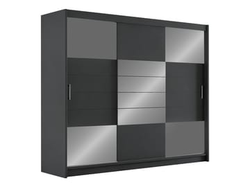 Lionel Garderob med spegel 250x215 cm - grafit - Förvaring - Klädförvaring - Garderob & garderobssystem - Klädskåp & fristående garderob