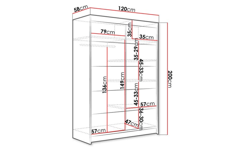 Liverpool Garderob 120 cm i Ljust Trä - Vit|Trä - Förvaring - Klädförvaring - Garderob & garderobssystem