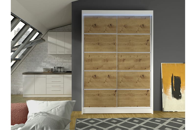 Liverpool Garderob 120x200 cm - Vit/Brun - Förvaring - Klädförvaring - Garderob & garderobssystem