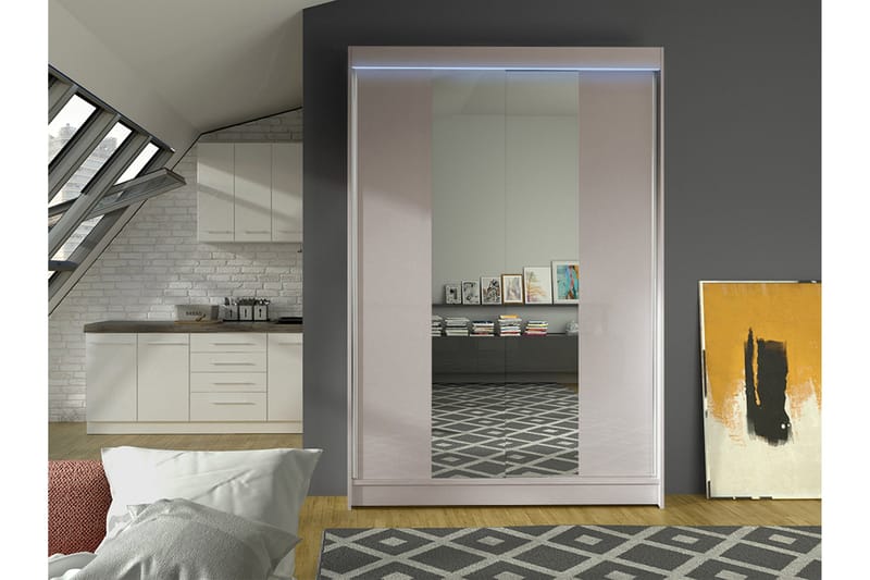 Liverpool Garderob m. Spegel 120x200 cm - Beige - Förvaring - Klädförvaring - Garderob & garderobssystem