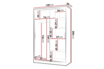 Liverpool Garderob m. Spegel 120x200 cm - Svart - Förvaring - Klädförvaring - Garderob & garderobssystem