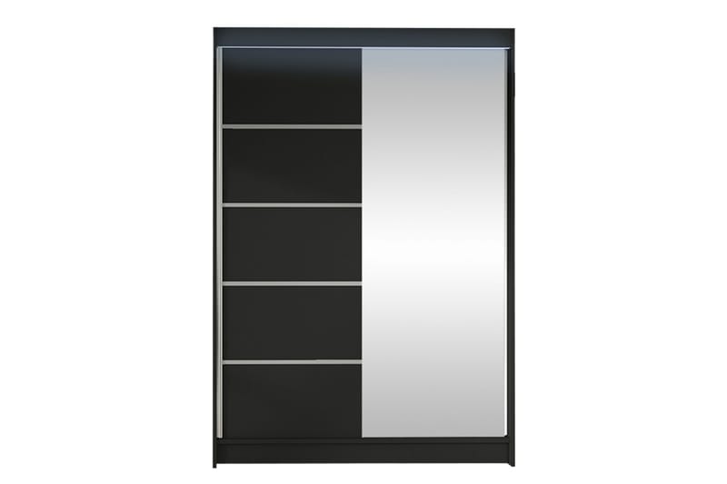 Liverpool Garderob m. Spegel 120x200 cm - Svart - Förvaring - Klädförvaring - Garderob & garderobssystem