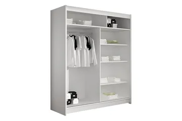 Liverpool Garderob m. Spegel 120x200 cm - Vit - Förvaring - Klädförvaring - Garderob & garderobssystem