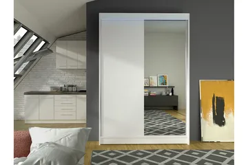Liverpool Garderob m. Spegel 120x200 cm - Vit - Förvaring - Klädförvaring - Garderob & garderobssystem