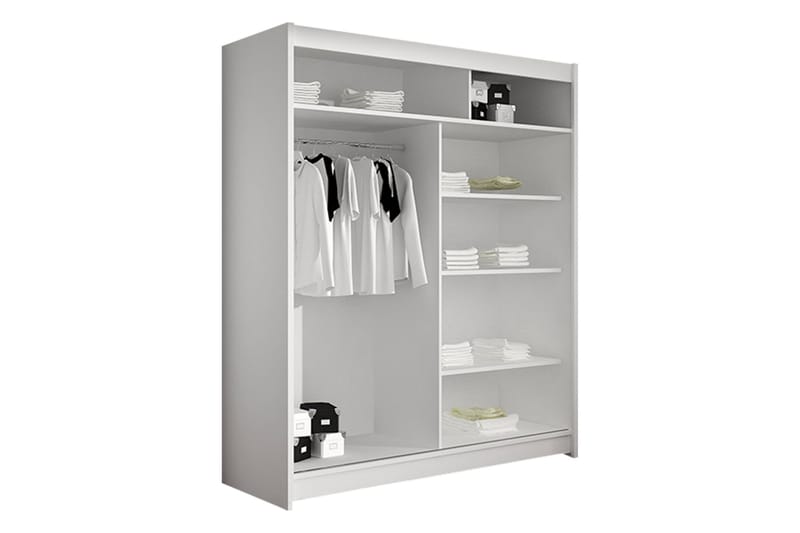Liverpool Garderob m. Spegel 120x200 cm - Vit - Förvaring - Klädförvaring - Garderob & garderobssystem