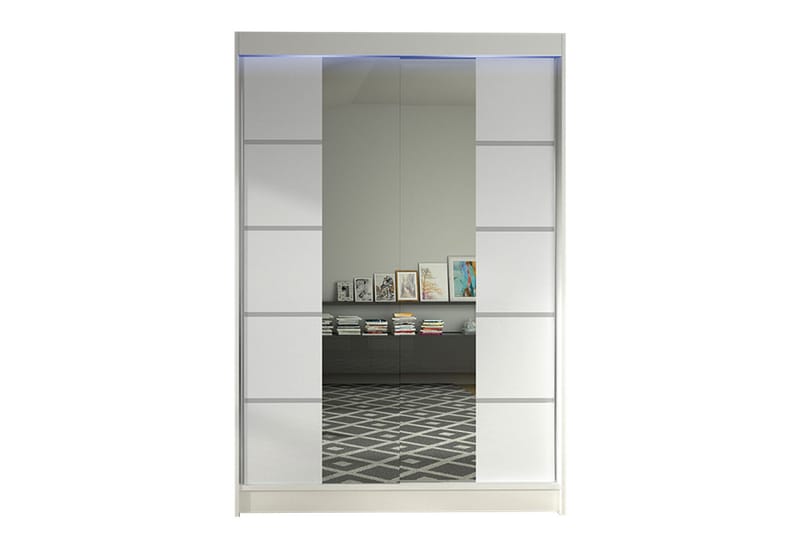 Liverpool Garderob med Spegel 120x200 cm, Vit