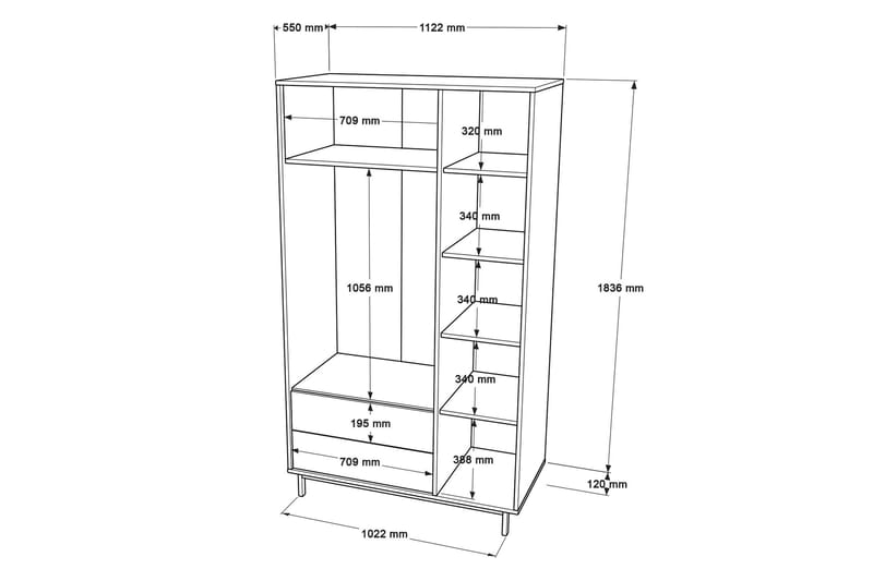 Liyakat Garderob 112,2 cm - Ek - Förvaring - Klädförvaring - Garderob & garderobssystem
