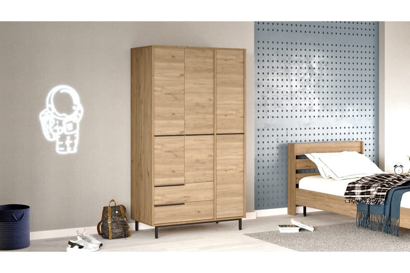 Liyakat Garderob 112,2 cm - Valnöt - Förvaring - Klädförvaring - Garderob & garderobssystem