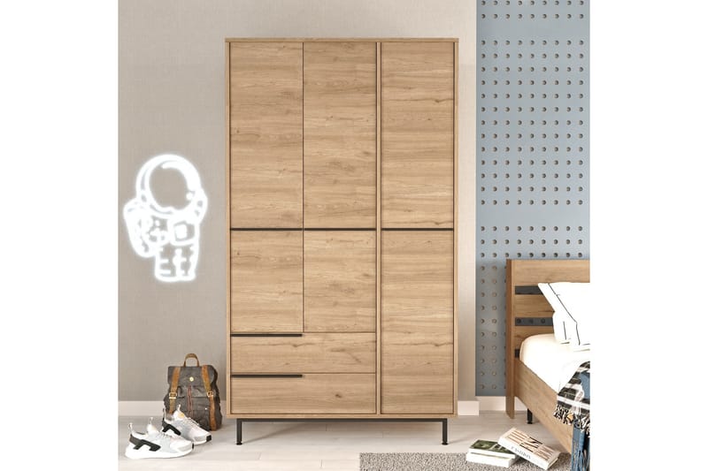 Liyakat Garderob 112,2 cm - Valnöt - Förvaring - Klädförvaring - Garderob & garderobssystem