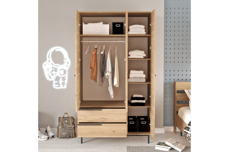 Liyakat Garderob 112,2 cm - Valnöt - Förvaring - Klädförvaring - Garderob & garderobssystem
