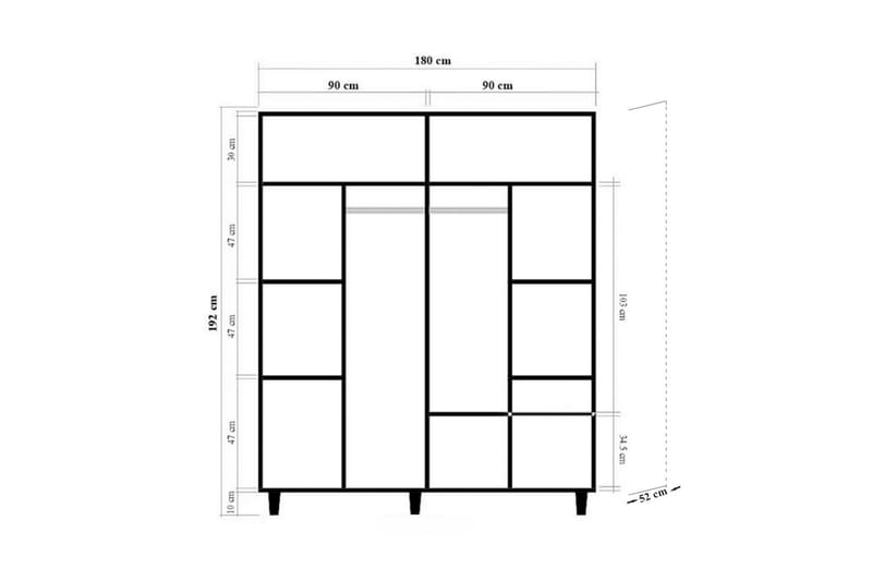 Loni Garderob 180 cm - Brun - Förvaring - Klädförvaring - Garderob & garderobssystem