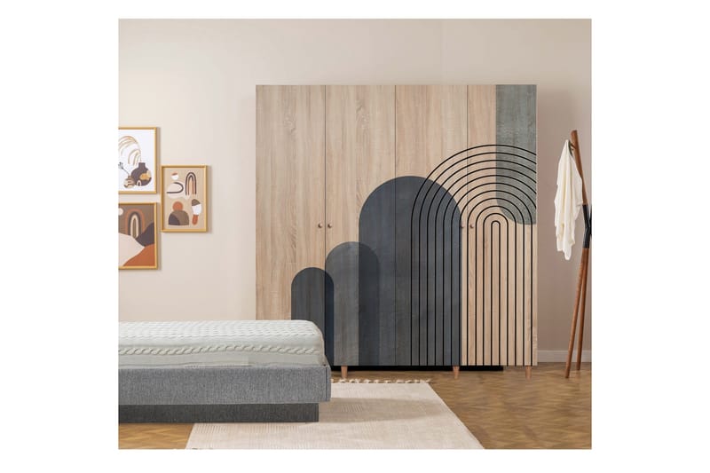 Loni Garderob 180 cm - Brun - Förvaring - Klädförvaring - Garderob & garderobssystem