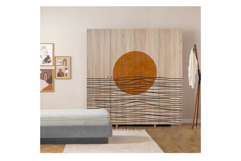 Loni Garderob 180x192 cm - Natur - Förvaring - Klädförvaring - Garderob & garderobssystem - Klädskåp & fristående garderob