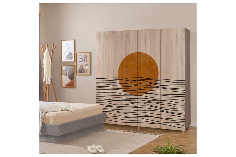 Loni Garderob 180x192 cm - Natur - Förvaring - Klädförvaring - Garderob & garderobssystem