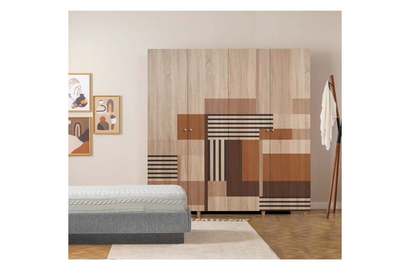 Loni Garderob 180x192 cm - Natur - Förvaring - Klädförvaring - Garderob & garderobssystem - Klädskåp & fristående garderob