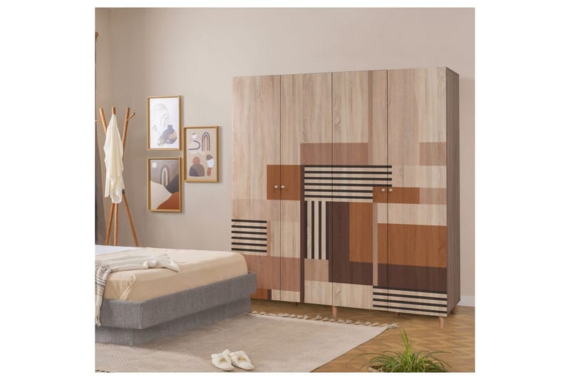 Loni Garderob 180x192 cm - Natur - Förvaring - Klädförvaring - Garderob & garderobssystem - Klädskåp & fristående garderob