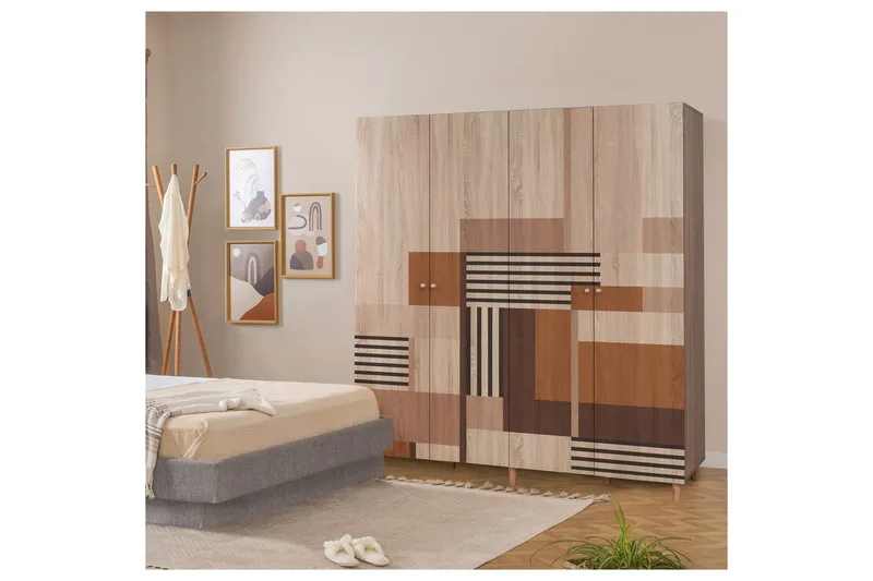 Loni Garderob 180x192 cm - Natur - Förvaring - Klädförvaring - Garderob & garderobssystem - Klädskåp & fristående garderob