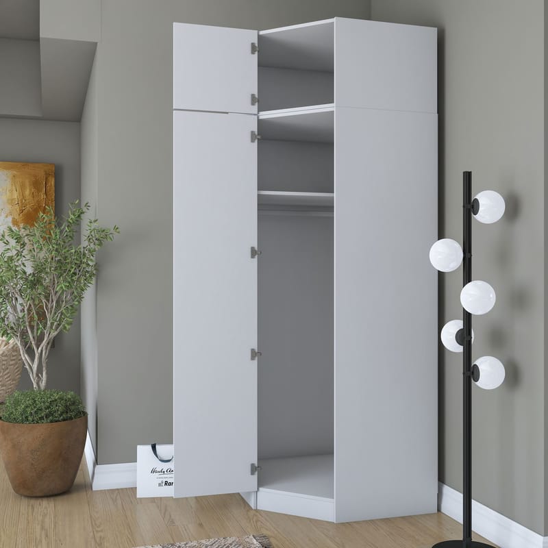 Lorvik Garderob 91x255x57,5 cm - Vit - Förvaring - Klädförvaring - Garderob & garderobssystem - Klädskåp & fristående garderob