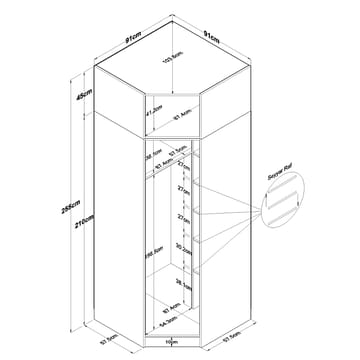 Lorvik Garderob 91x255x57,5 cm - Vit - Förvaring - Klädförvaring - Garderob & garderobssystem - Klädskåp & fristående garderob
